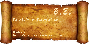 Burián Bertalan névjegykártya